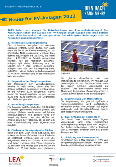 Neues für PV-Anlagen 2023