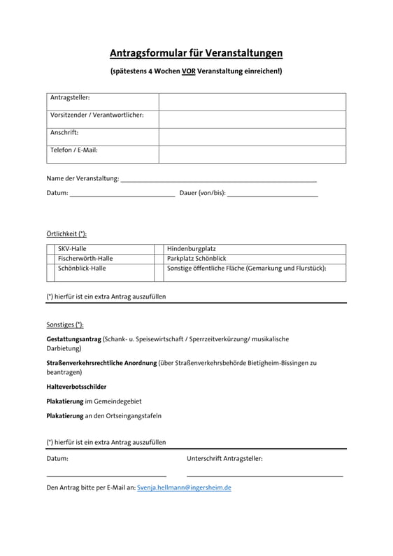 Checkliste für Veranstaltungen