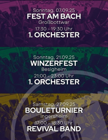 Unterhaltung durch das 1. Orchester und die Revival Band im September
