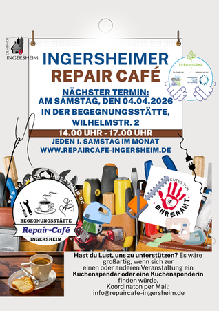 Repaircafe 04.04.26 ab 14 Uhr