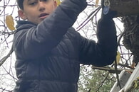 NABU Hessigheim reinigt Nistkästen mit Schülern der Felsengartenschule